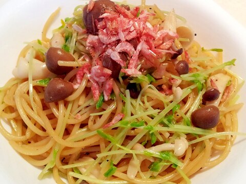 豆苗ときのこのパスタ